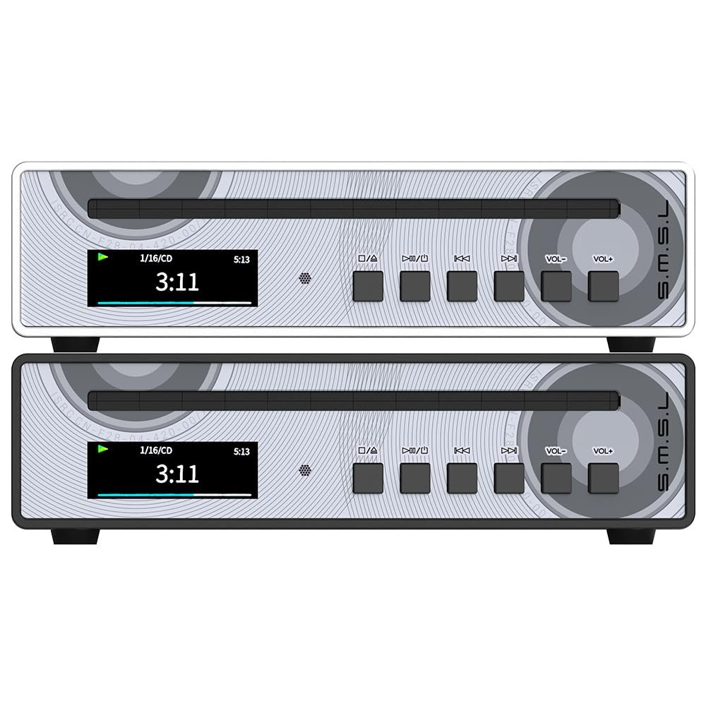 SMSL PL100PRO CD Player,RCA/Optical/Coaxial/XLR Balanced/3.5+4.4mm Headphone Output,200mW 32,2*CS43131 High-End DAC Chips,Compatible with CD-R/CD-RW/MP3 Discs,Lossless MQA Playback