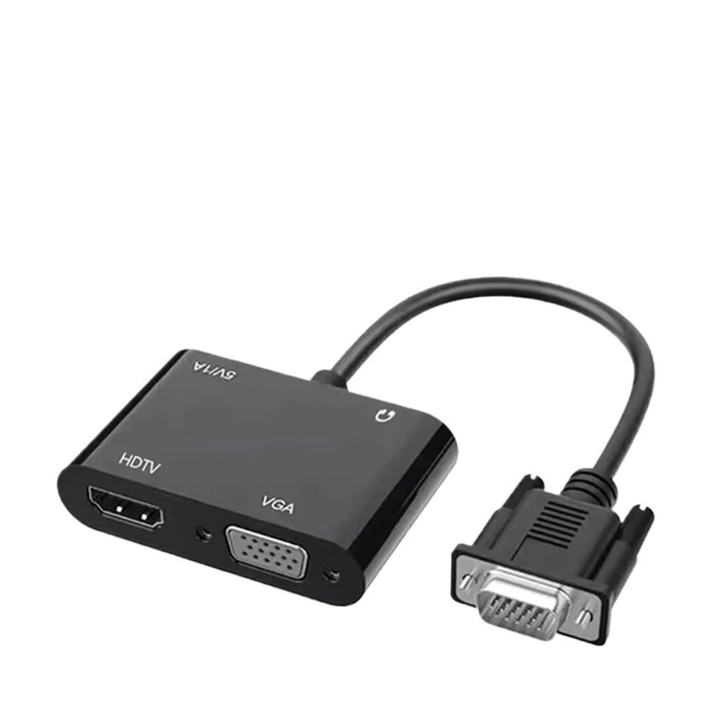 3.5mm Audio and VGA to HDMI-Compatible + Dual Monitor 1-in 2-Out Display Adapter,Compatible for Laptop Desktop PC