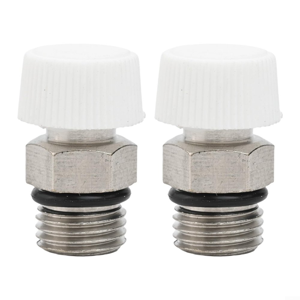 2-Pack Manual Radiator Air Vent Valve with Male Thread, Nickel-Plated Brass Bleeder Valve for Heating Systems, /8-Inch Size, Silver Finish(45661)