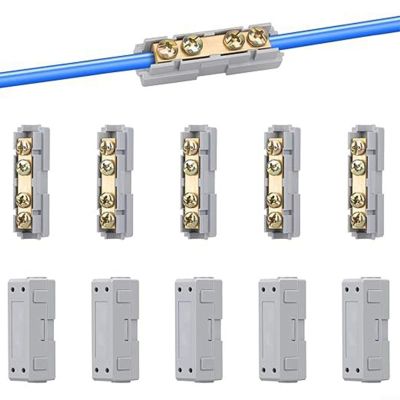 10 AWG Brass Electrical Connector Kit with ABS Insulated Protective Covers, 60A/80A Quick Connect Terminal for Marine, Automotive & High-Power Wiring Applications, Pack(60A)