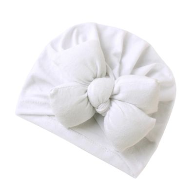 Milisten Newborn Decorative Knot Hat Cap White Ribbon Headwear Soft Cotton Headdress for Newborn Photography and Daily Wear