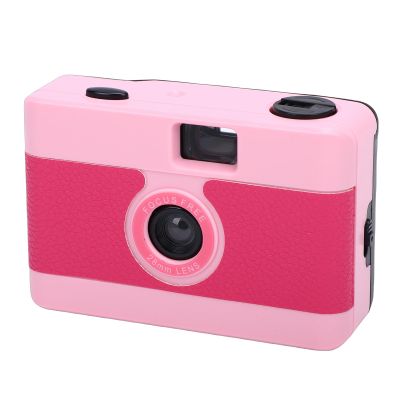 Dpofirs Vintage 35mm Film Camera, Reusable Camera Built in Flash Manual Focus 28MM f/8 Lens for Travel Photography and Creative Shots (Pink)