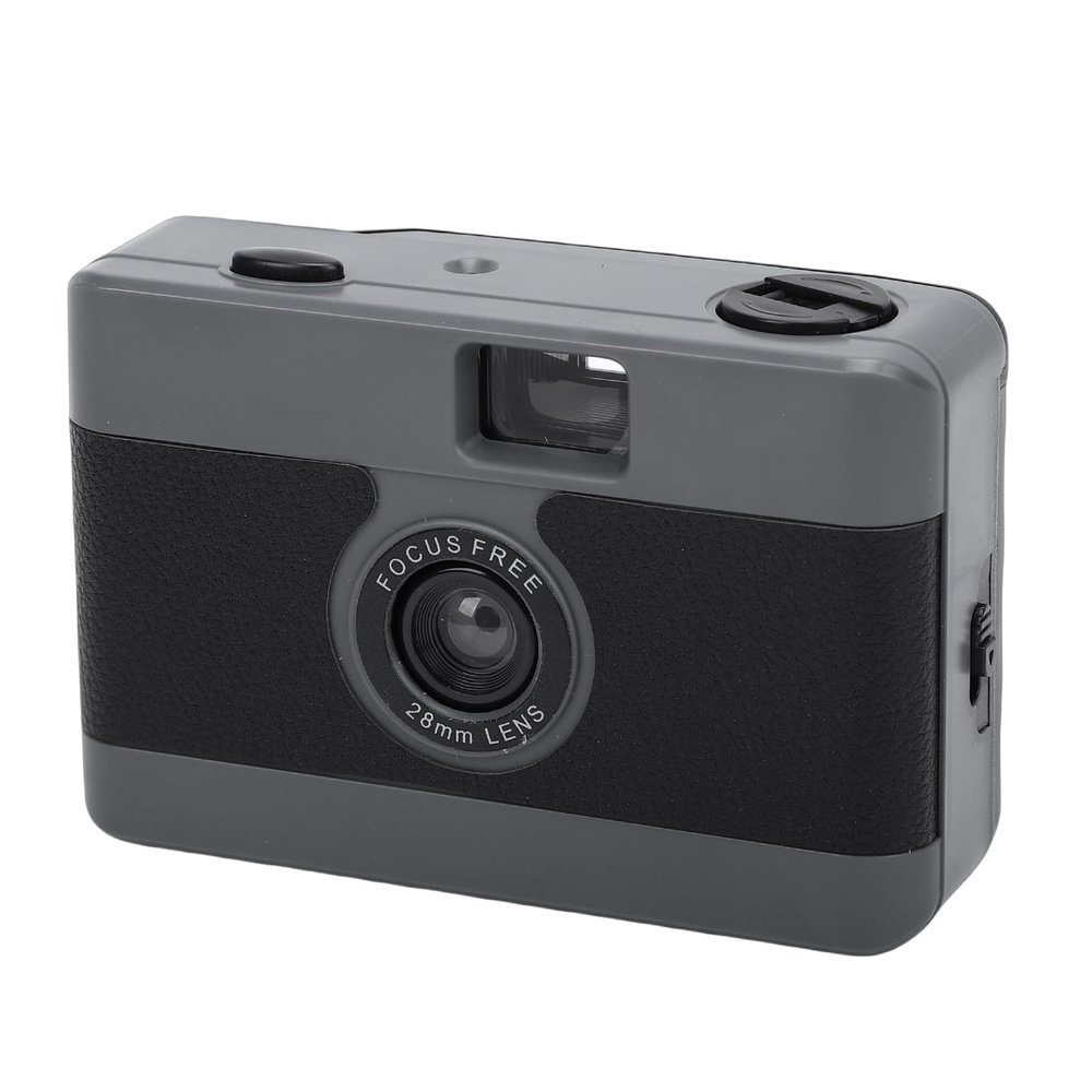 Dpofirs Vintage 35mm Film Camera, Reusable Camera Built in Flash Manual Focus 28MM f/8 Lens for Travel Photography and Creative Shots (Black)