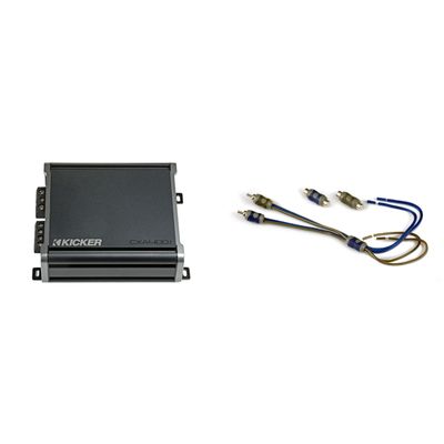 Kicker CX400.1 400W Mono D Audio Amplifier w/ 46KISL K-Series Interconnect, Speaker Wire to RCA Adapter
