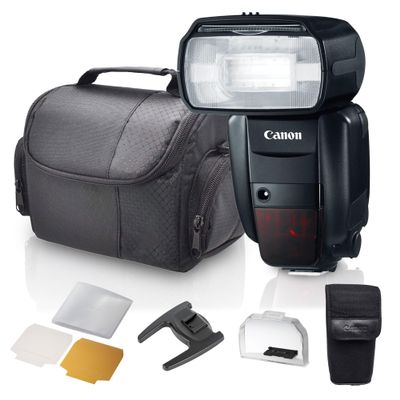 Canon Speedlite 600EX-RT Bundle | Pro On-Camera Flash with Radio Wireless Control, Fast Recycling, High Guide Number & E-TTL II Support | for Weddings & Events (5296B002) + Camera Bag + Cleaning Kit