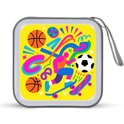 VstaDank Sports Pop Scene CD Case Portable Zipper CD Case 40 Capacity Hard Plastic DVD Cases Holder Large Storage Disc Wallet Bag for Car Home Travel DVD Collection Bag