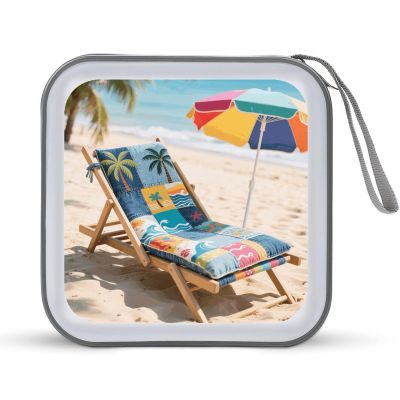 VstaDank Denim Print Patchwork Style CD Case Portable Zipper CD Case 40 Capacity Hard Plastic DVD Cases Holder Large Storage Disc Wallet Bag for Car Home Travel DVD Collection Bag