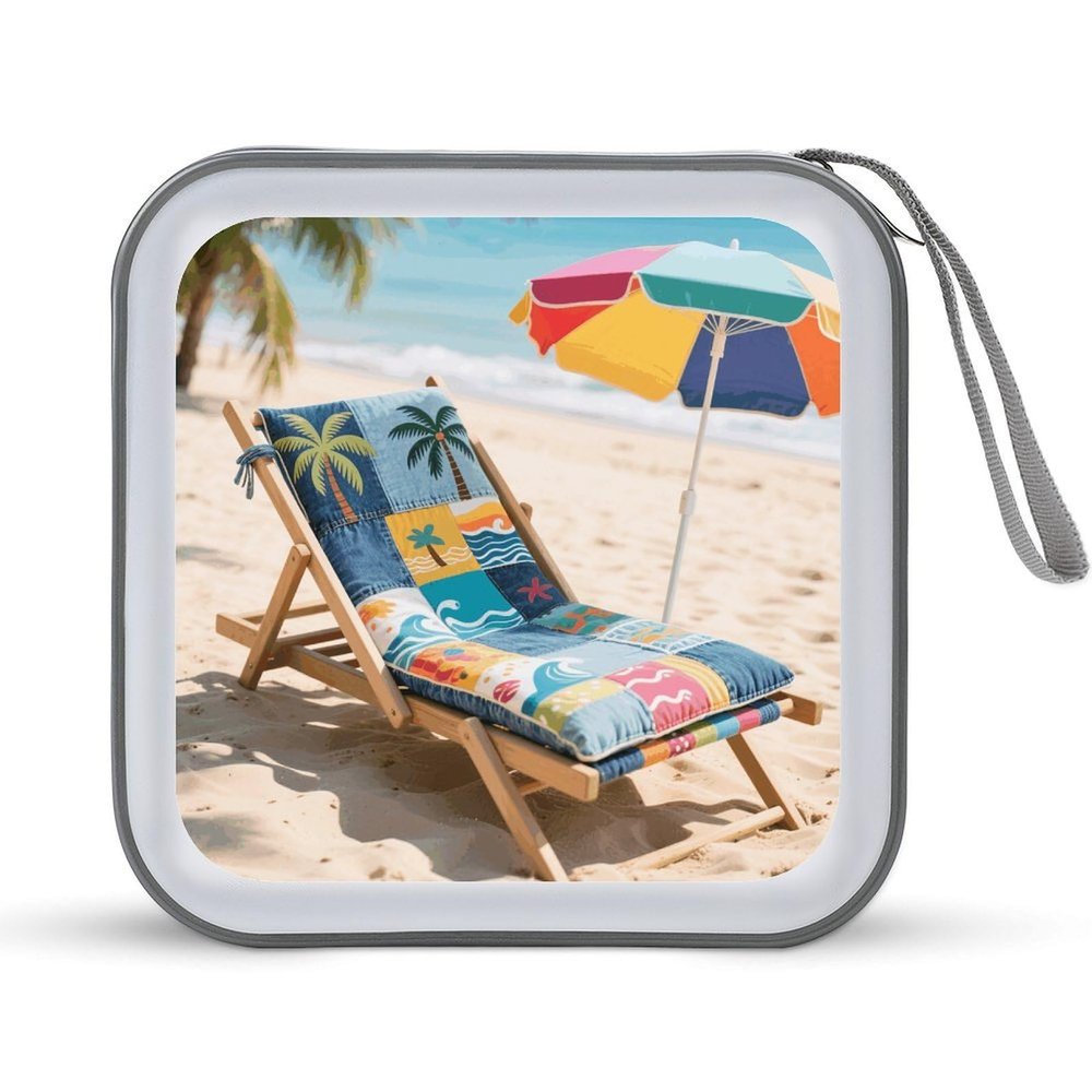 VstaDank Denim Print Patchwork Style CD Case Portable Zipper CD Case 40 Capacity Hard Plastic DVD Cases Holder Large Storage Disc Wallet Bag for Car Home Travel DVD Collection Bag