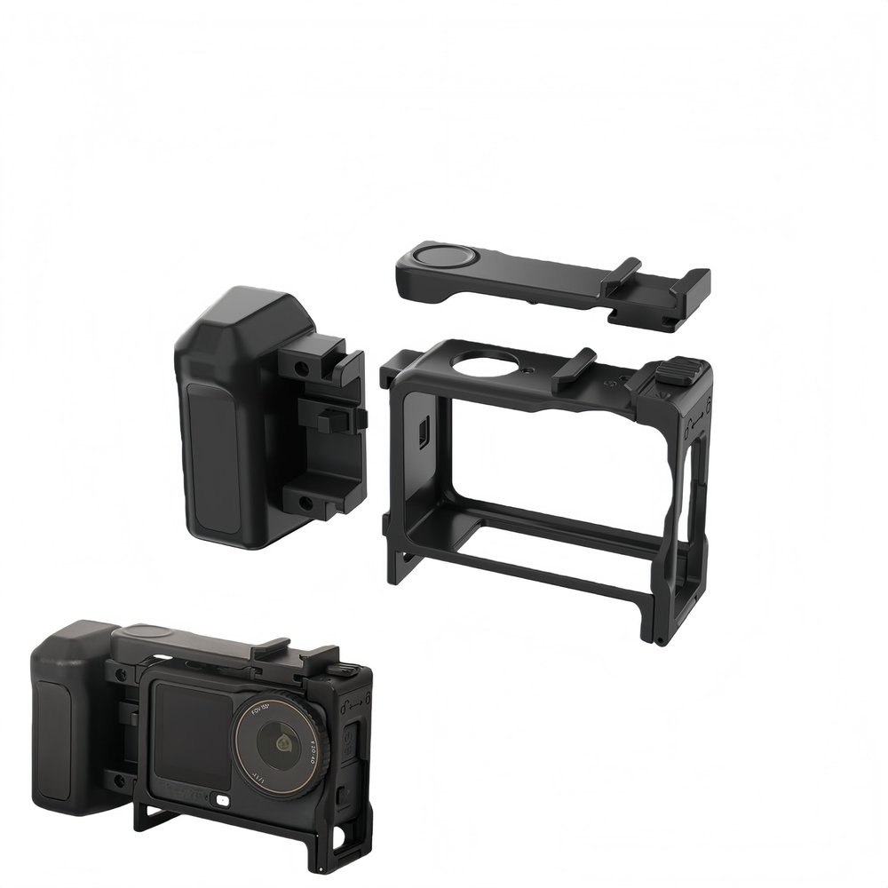 2in1 Detachable Handle Cage Kit Compatible with DJI Action 6 Lightweight 57g, Removable Grip for Street Shooting and Mounting, Ideal for Outdoor Vlogging