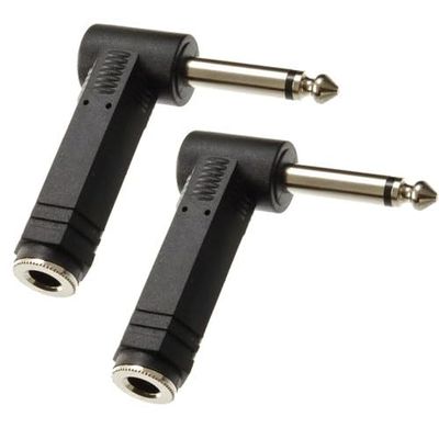 UCCKEYI 2X 90 1/4" (6.35mm) TS Mono Male-to-Female Right-Angle Adapter Professional Audio Interconnect, EMI-Shielded, Compact Form Factor