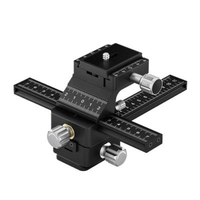 Compatible for Canon Nikon Fujifilm Sony DSLR Mirrorless 4-Way Macro Focusing Rail Slider with Quick Release Plate