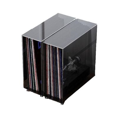 tanyunji001 CD Storage Rack, Vinyl Record Holder, Desktop Storage Box with Stainless Steel Feet, Large Capacity Acrylic Rack Cube