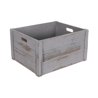 tanyunji001 CD Storage Rack, Vinyl Record Storage Crate, Retro Vintage Case with Handle, Wooden Album Holder Organizer Box(Gray)