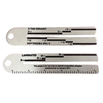 Stainless Steel Roof Shingle Gauge Tool, Inch Engineering Measuring Tool for Shingle Measurement, Tile Cutting, and Roofing Projects  2-Pack Silver Roof Gauge
