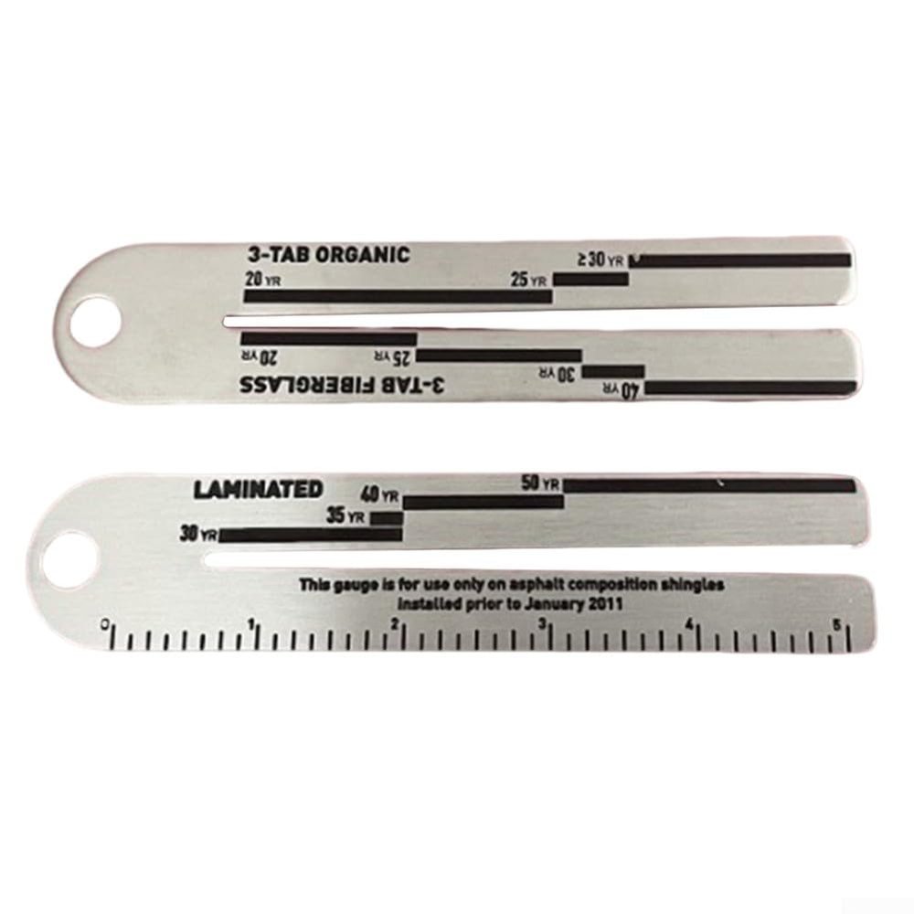 Stainless Steel Roof Shingle Gauge Tool, Inch Engineering Measuring Tool for Shingle Measurement, Tile Cutting, and Roofing Projects  2-Pack Silver Roof Gauge
