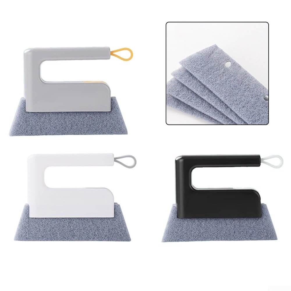Detachable Cleaning Brush Plastic Groove Brush for Narrow Cleaning, Track & Door Frame Cleaning, Hard-to-Reach Corner Brush with Ergonomic Handle, 14 x 2 x 10(White)