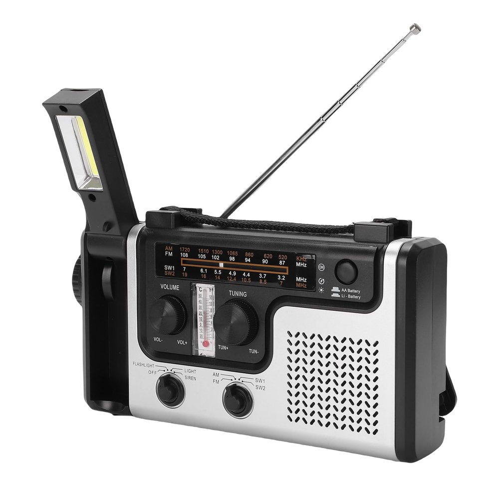 Sanpyl Emergency Radio, 1200mAh Solar Hand Crank Weather Radio with AM FM SW, Flashlight, for Outdoor Camping