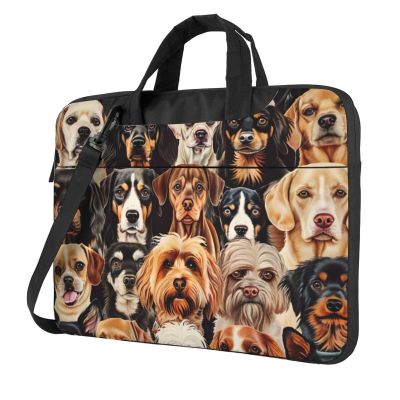 nqwawe Ultra Slim Lightweight Dogs Pattern Print Laptop Shoulder Bag With Handle Adjustable Strap For Men Women Office Travel
