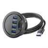 4-Port USB 3.0 Desk Grommet Hub for Cable Management  5Gbps Fast Data Transfer, Desktop Mount USB Hub with .2m Cable, Black ABS Grommet Hole Hub for Laptop view 1