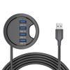 4-Port USB 3.0 Desk Grommet Hub for Cable Management  5Gbps Fast Data Transfer, Desktop Mount USB Hub with .2m Cable, Black ABS Grommet Hole Hub for Laptop view 3