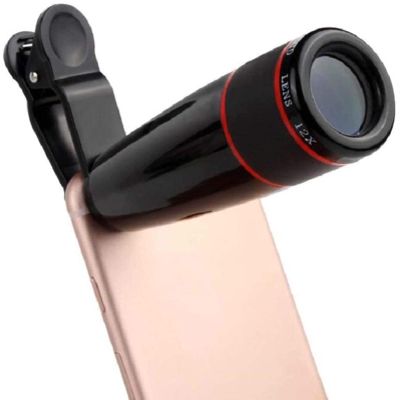 High Definition Waterproof Monocular Telescope 12x, Shockproof Prism for Bird Watching, Camping, and Wildlife Travel - Compatible with Smartphones (White/Blue & White/Black)