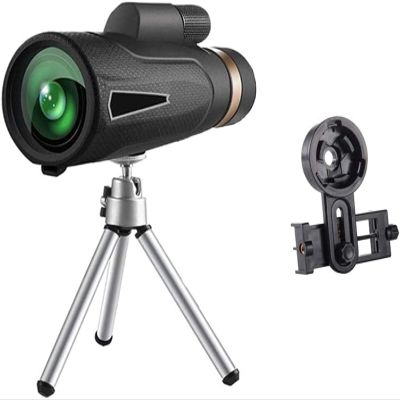 10x50 Compact Monocular Telescope with BAK4 Prism Lens, Includes Smartphone Adapter & Tripod for Bird Watching & Travel