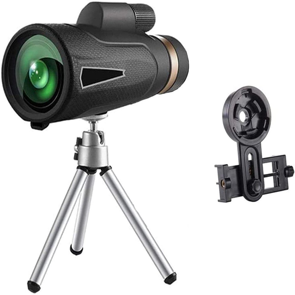 10x50 Compact Monocular Telescope with BAK4 Prism Lens, Includes Smartphone Adapter & Tripod for Bird Watching & Travel