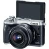 Canon EOS M6 Mirrorless Digital Camera with 15-45mm Lens (Silver) 24.2MP APS-C Sensor, Dual Pixel AF & Full HD Video | Vlogging Camera (1725C011) + EF-M Lens Adapter + LP-E17 + 64GB Card + Bag view 2