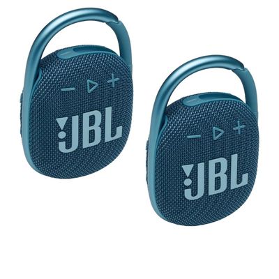 JBL CLIP4BLUPAIR Clip 4 Portable Bluetooth Speaker Pair Blue Ultra Portable Waterproof Wireless Speakers with Built in