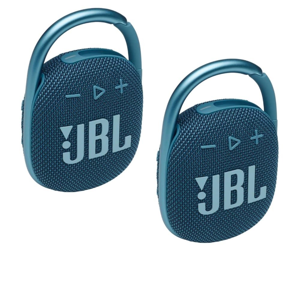 JBL CLIP4BLUPAIR Clip 4 Portable Bluetooth Speaker Pair Blue Ultra Portable Waterproof Wireless Speakers with Built in