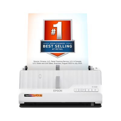 Epson RapidReceipt RR-400W Wireless Compact Desktop Color 2-Sided Receipt & Document Scanner with ScanSmart AI PRO Receipt Management & PDF Software & 20-Page Auto Document Feeder (Renewed)