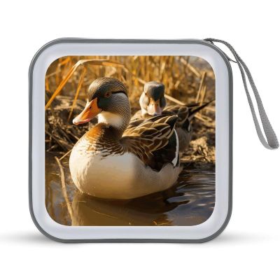 FodPand Domestic Duck CD Case 40 Capacity DVD Case Hard Plastic Disc Booklet VCD Storage Box Portable Zipper DVD Holder Large Media Binder for Car Home Office Travel