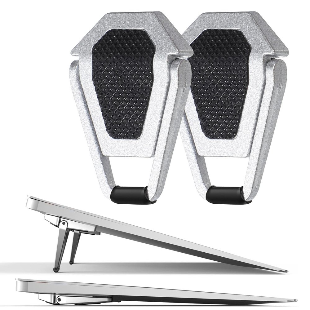 Toddmomy 2 Pcs Portable Foldable Laptop Cooling Stand Metal Computer Holder Ergonomic Notebook Riser for Office and Travel Silver Black