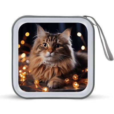 FodPand Cat Hanging Christmas Lights CD Case 40 Capacity DVD Case Hard Plastic Disc Booklet VCD Storage Box Portable Zipper DVD Holder Large Media Binder for Car Home Office Travel