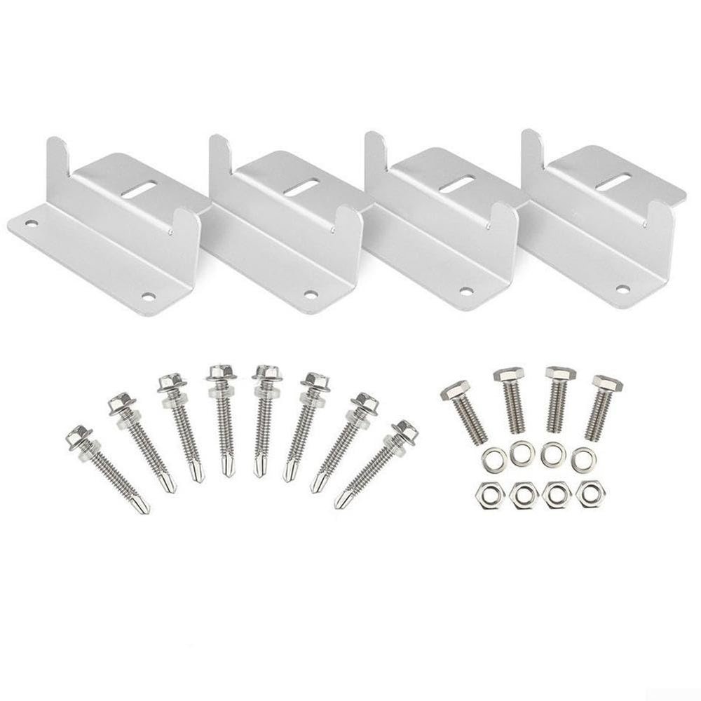 Lightweight Aluminum Solar Panel Mounting Brackets Z Bracket for Solar Panels with Hardware Kit for RV Boat Wall Off Grid Installation, Set of 4