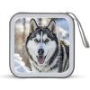 FodPand Dog in The Snow CD Case 40 Capacity DVD Case Hard Plastic Disc Booklet VCD Storage Box Portable Zipper DVD Holder Large Media Binder for Car Home Office Travel view 1