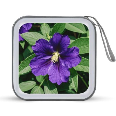 FodPand Purple Flowers CD Case 40 Capacity DVD Case Hard Plastic Disc Booklet VCD Storage Box Portable Zipper DVD Holder Large Media Binder for Car Home Office Travel