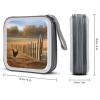 FodPand Chicken Wood Stake Farmland CD Case 40 Capacity DVD Case Hard Plastic Disc Booklet VCD Storage Box Portable Zipper DVD Holder Large Media Binder for Car Home Office Travel view 2