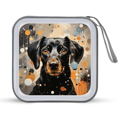 FodPand Colorful Polka Dots And Dog CD Case 40 Capacity DVD Case Hard Plastic Disc Booklet VCD Storage Box Portable Zipper DVD Holder Large Media Binder for Car Home Office Travel
