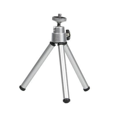 ADBWEKKF Mini Flexible 2 Section Bracket for Projector Camera Aluminum Alloy Desktop Tripod(Silver)