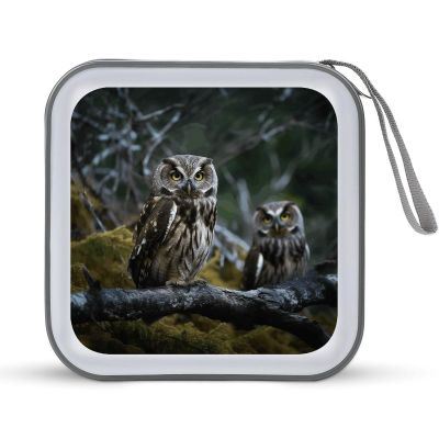 FodPand Wild Owl Birds CD Case 40 Capacity DVD Case Hard Plastic Disc Booklet VCD Storage Box Portable Zipper DVD Holder Large Media Binder for Car Home Office Travel
