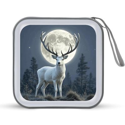 FodPand Moonlight Deer CD Case 40 Capacity DVD Case Hard Plastic Disc Booklet VCD Storage Box Portable Zipper DVD Holder Large Media Binder for Car Home Office Travel