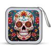 FodPand Colorful Sugar Skull CD Case 40 Capacity DVD Case Hard Plastic Disc Booklet VCD Storage Box Portable Zipper DVD Holder Large Media Binder for Car Home Office Travel view 1