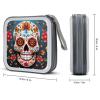 FodPand Colorful Sugar Skull CD Case 40 Capacity DVD Case Hard Plastic Disc Booklet VCD Storage Box Portable Zipper DVD Holder Large Media Binder for Car Home Office Travel view 2