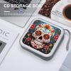FodPand Colorful Sugar Skull CD Case 40 Capacity DVD Case Hard Plastic Disc Booklet VCD Storage Box Portable Zipper DVD Holder Large Media Binder for Car Home Office Travel view 4