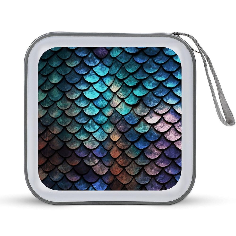 FodPand 3D Magical Dragon Scales Pattern CD Case 40 Capacity DVD Case Hard Plastic Disc Booklet VCD Storage Box Portable Zipper DVD Holder Large Media Binder for Car Home Office Travel
