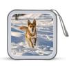 FodPand Dog Chasing in The Snow CD Case 40 Capacity DVD Case Hard Plastic Disc Booklet VCD Storage Box Portable Zipper DVD Holder Large Media Binder for Car Home Office Travel view 1