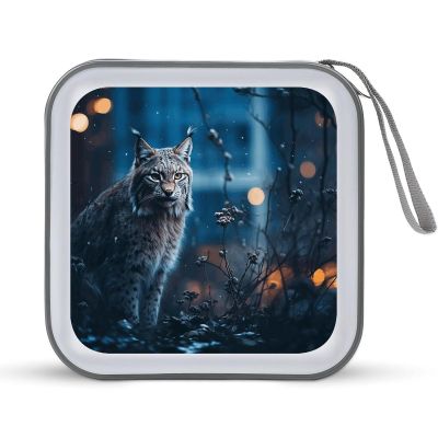 FodPand Female Lynx CD Case 40 Capacity DVD Case Hard Plastic Disc Booklet VCD Storage Box Portable Zipper DVD Holder Large Media Binder for Car Home Office Travel