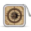 FodPand Compass Wind Road Map CD Case 40 Capacity DVD Case Hard Plastic Disc Booklet VCD Storage Box Portable Zipper DVD Holder Large Media Binder for Car Home Office Travel view 1