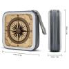 FodPand Compass Wind Road Map CD Case 40 Capacity DVD Case Hard Plastic Disc Booklet VCD Storage Box Portable Zipper DVD Holder Large Media Binder for Car Home Office Travel view 2